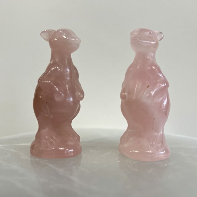 Rose Quartz Kangaroo -2.5" Animal Figurine Carving