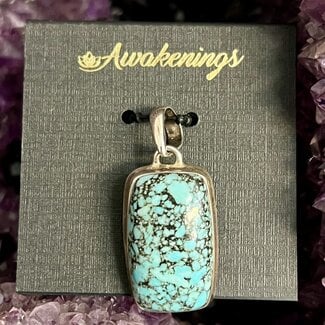 Turquoise Pendant - Rectangle Sterling Silver