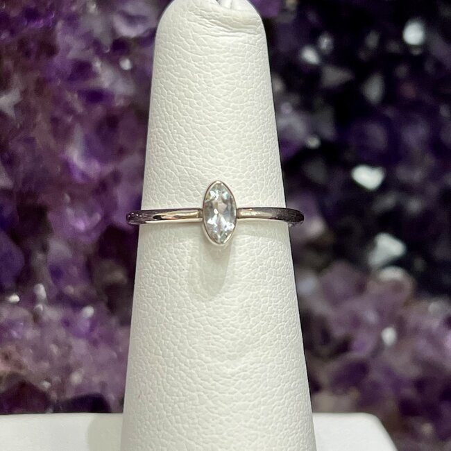 White Topaz Ring - Size 5 Marquise - Sterling Silver