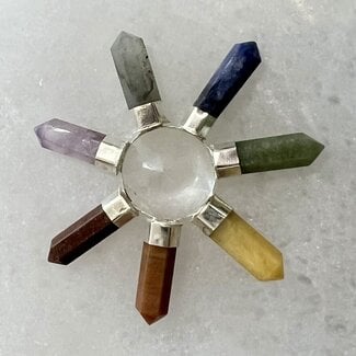 Chakra 7 Point Crystal Energy Generator - 3-3.5" Cone Assorted Healing Reiki Point Seven Direction