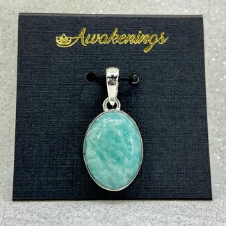 Amazonite Pendant - Oval #1 Sterling Silver