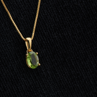 Peridot Pendant - Oval Faceted - Gold Vermeil 18k