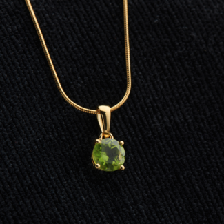 Peridot Pendant - Round Faceted - Gold Vermeil 18k