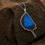 Blue & Black Butterfly Wing Pendant - Sterling Silver - 3" Large Peru Emerge Collection