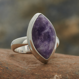 Lepidolite Rings - Size 5 Marquise Marquee - Sterling Silver