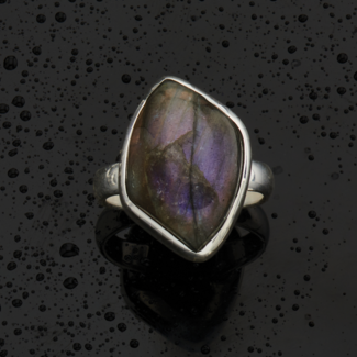 Purple Labradorite Rings - Size 11 Marquise Marquee Sterling Silver