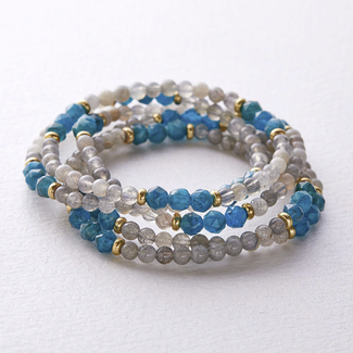 Revelation Bracelets (Set) - Silver & Sage - Labradorite & Blue Apatite