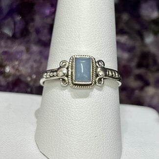 Angelite Rings - Size 10 Rectangle Antique Deco - Sterling Silver