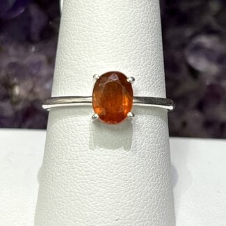 Orange Kyanite Rings - Size 9 Oval Faceted - Sterling Silver