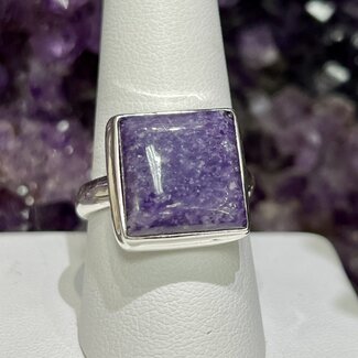 Lepidolite Rings - Size 10 Square - Sterling Silver