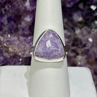 Lepidolite Rings - Size 8 Triangle - Sterling Silver