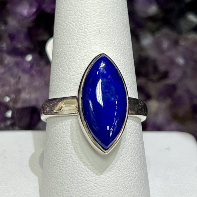 Lapis Lazuli Rings - Size 9 Marquise Marquee - Sterling Silver