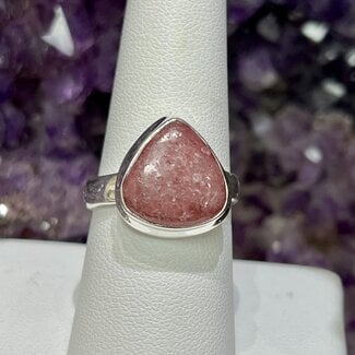 Rhodonite Rings - Size 8 Triangle - Sterling Silver