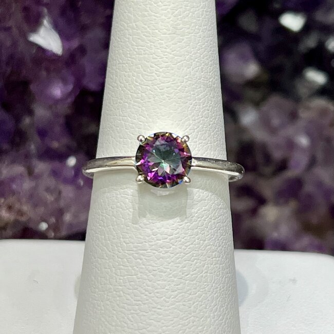 Mystic Topaz Rings - Size 8 Round Faceted - Sterling Silver