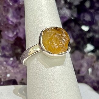 Congo Citrine Rings - Size 9 Rough Raw Natural Bezel Set - Sterling Silver