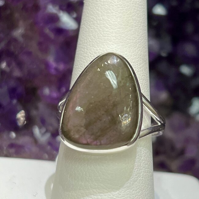 Purple Labradorite Rings - Size 11 Natural Shape Sterling Silver