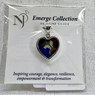 Mixed Butterfly Pendant - Heart - Sterling Silver Emerge Collection