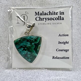 Malachite & Chrysocolla Pendant - Triangle - Sterling Silver