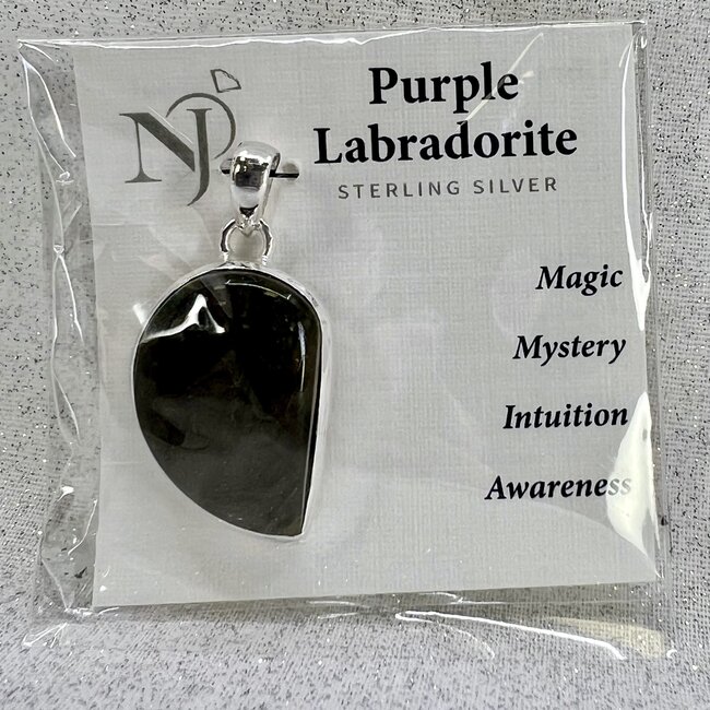 Purple Labradorite Pendant - 'Half Circle' Sterling Silver