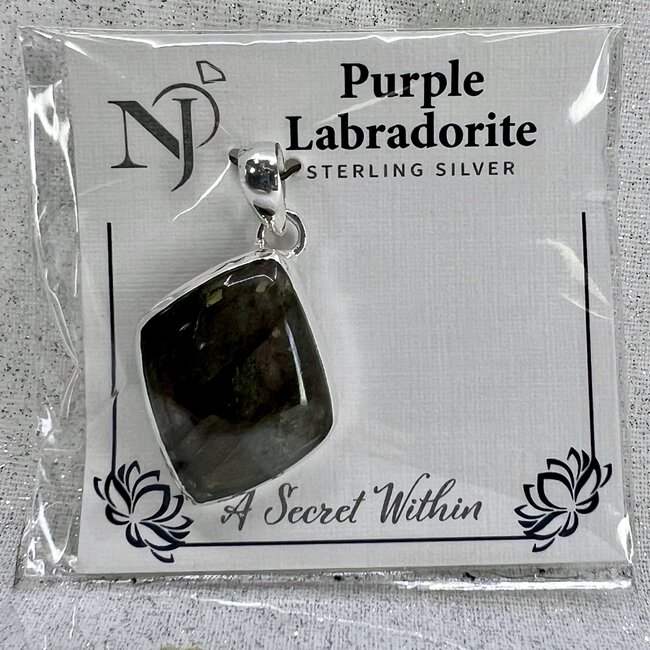Purple Labradorite Pendant - 'Marquise Marquee' Sterling Silver