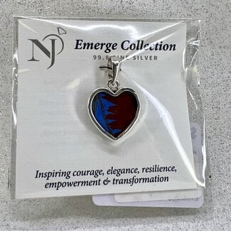 Dark Blue & Red Butterfly Pendant - Heart - Sterling Silver Emerge Collection