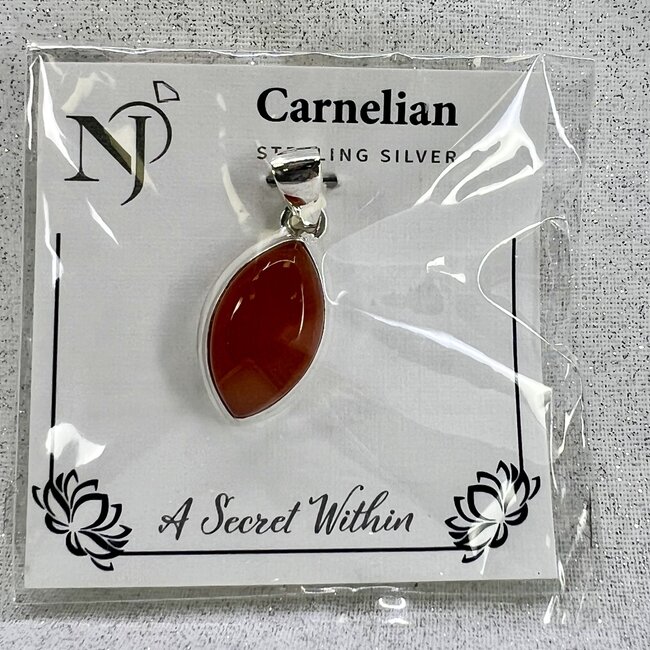 Carnelian Pendant - Marquise Marquee - Sterling Silver