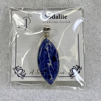 Sodalite Pendant - Marquise Marquee Sterling Silver - Large