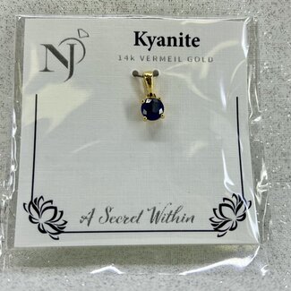 Blue Kyanite Pendant - Round Faceted - Gold Vermeil 18k