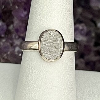 Meteorite Rings - Size 8 Oval Bezel Set - Sterling Silver