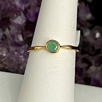 Natural Emerald Rings - Size 6 Round Bezel Set - Stackable Gold Vermeil 18k