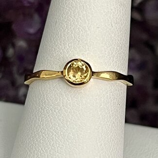 Citrine Rings - Size 8 Round Bezel Set - Stackable 18k Gold Vermeil