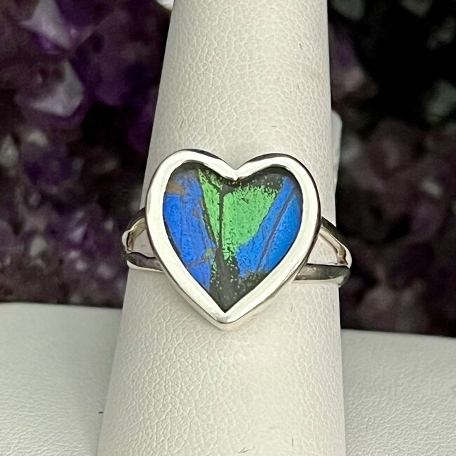 Mixed Butterfly Ring - Size 9 Heart Sterling Silver - Emerge Collection