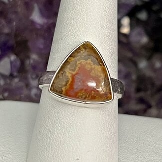 Moroccan Seam Agate Rings - Size 9 Triangle Bezel Set - Sterling Silver