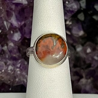 Moroccan Seam Agate Rings - Size 6 Round Circle Bezel Set - Sterling Silver