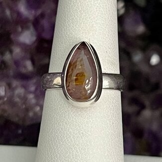 Super Seven 7 (Sacred Melody Stone) Rings - Size 6 Teardrop Pear Bezel Set - Sterling Silver