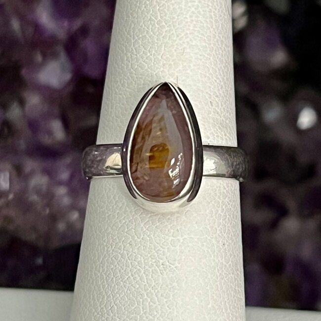Super Seven 7 (Sacred Melody Stone) Rings - Size 6 Teardrop Pear Bezel Set - Sterling Silver