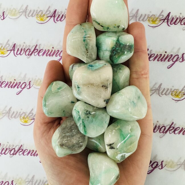 Dioptase (Mimetite) in Quartz - Tumbled