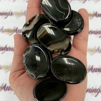 Black Onyx Worry (Thumb Fidget Relaxation Pocket)  Stone - Small