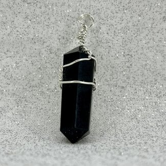 Black Onyx Wire Wrapped Pendant