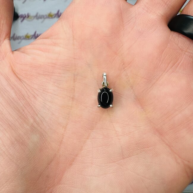 Black Onyx Pendants - Oval Prong Claw Set - Sterling Silver