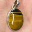Gold Tigers Eye Oval Pendant-Sterling Silver