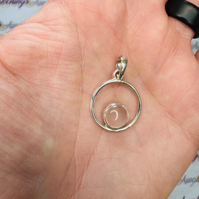 Rose Quartz Pendants - Round Decorative Sterling Silver