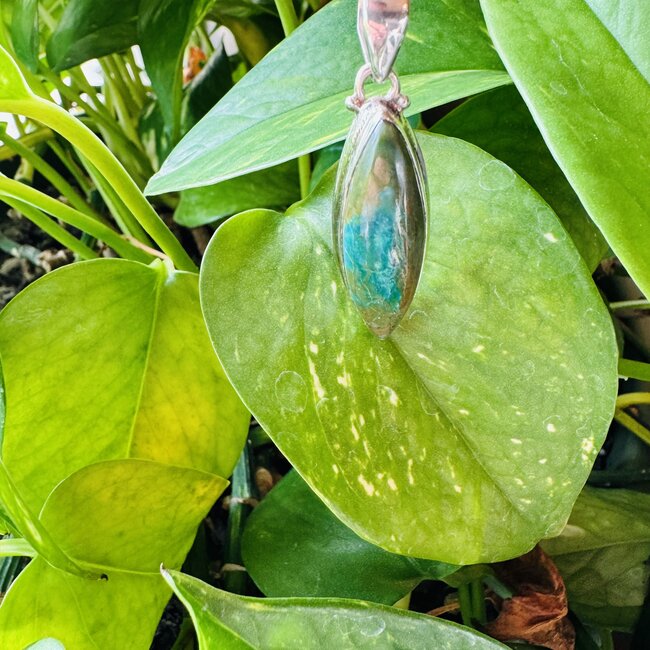 Chrysocolla Pendant Marquise Sterling Silver