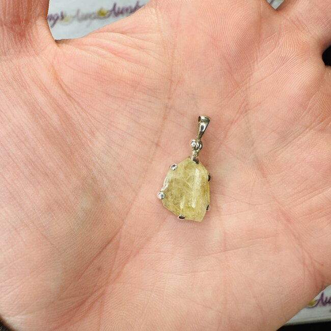 Brazilianite Rough Pendant - Sterling Silver