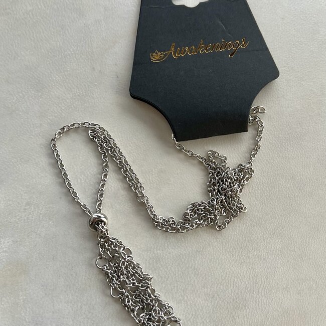 Wire Necklace Crystal  Chain Mail Cages (Large) - Silver Plated 16-18"