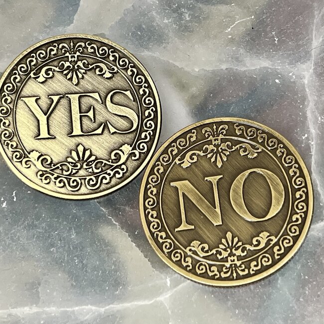 Coin Yes No - Mystical Flip Answer Bronze Metal in Case - Divination Tool