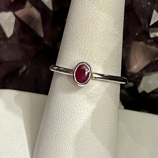 Garnet Ring-Oval Size 8 Faceted Sterling Silver