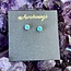 Turquoise Earrings - Round Circle Studs Bezel Set - Sterling Silver