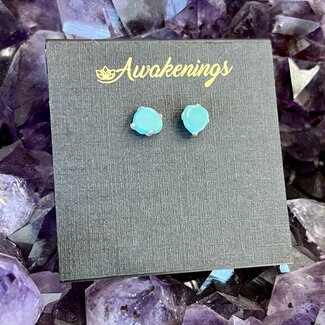 Turquoise Earrings - Studs Rough Raw Natural - Sterling Silver