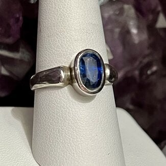 Blue Kyanite Faceted Oval Ring- Size 8.5 - Sterling Silver